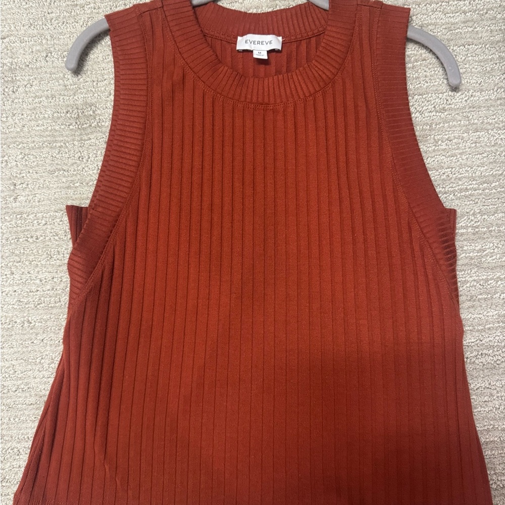 Evereve Women's Ribbed Rust Tank Top
